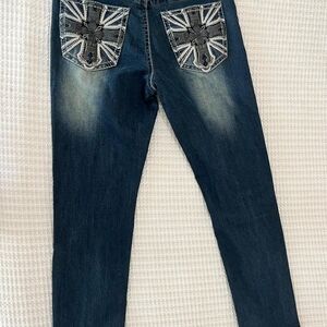 Fire & Rain Straight Leg Jeans Mens 32x30 Embroidered Grunge Western Cowboy